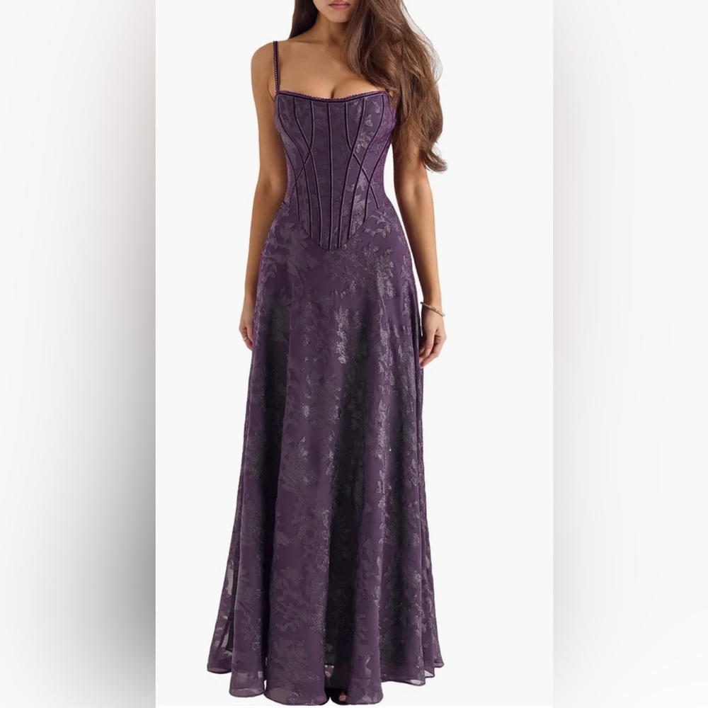House of CB Deep Purple Lace Gown